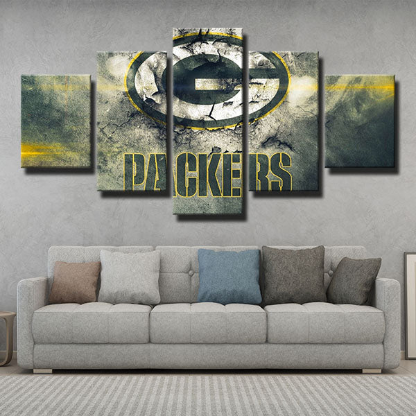 Green Bay Packers Split Wall Light Emblem Canvas Wall Art