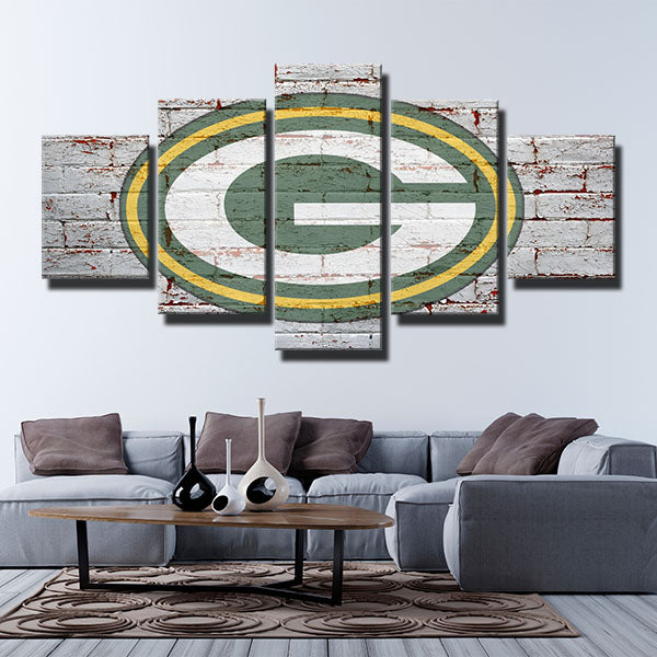 Green Bay Packers White Wall Emblem Canvas Wall Art