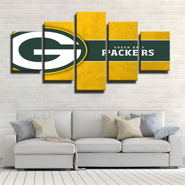 Green Bay Packers Yellow Cheers Emblem Canvas Wall Art