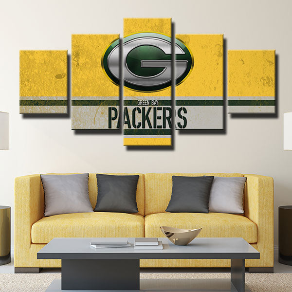 Green Bay Packers Yellow Emblem Canvas Wall Art