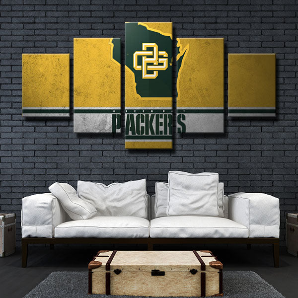 Green Bay Packers Yellow Name Emblem Canvas Wall Art Green Bay Packers Yellow Name Emblem Canvas Wall Art
