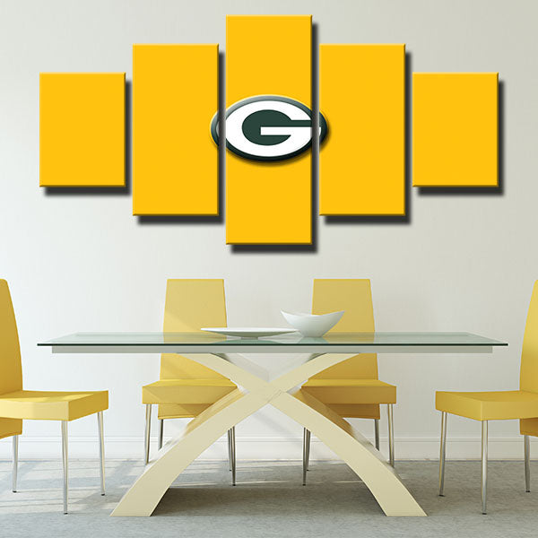 Green Bay Packers Yellow Simple Emblem Canvas Wall Art
