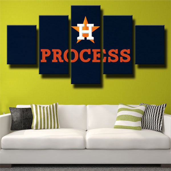 Houston Astros Black Badge Emblem Canvas Wall Art