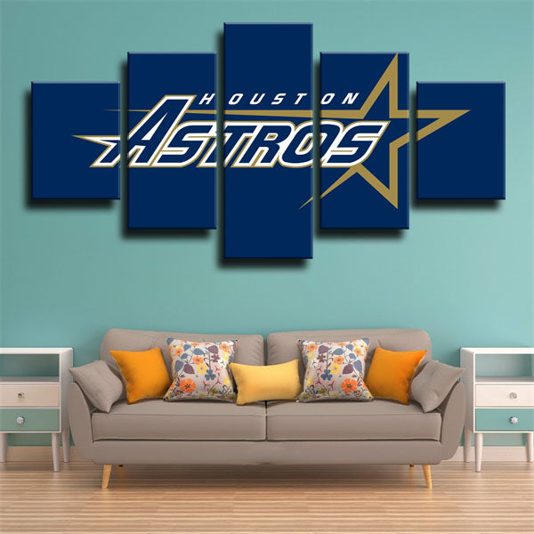 Houston Astros Blue Emblem Canvas Wall Art