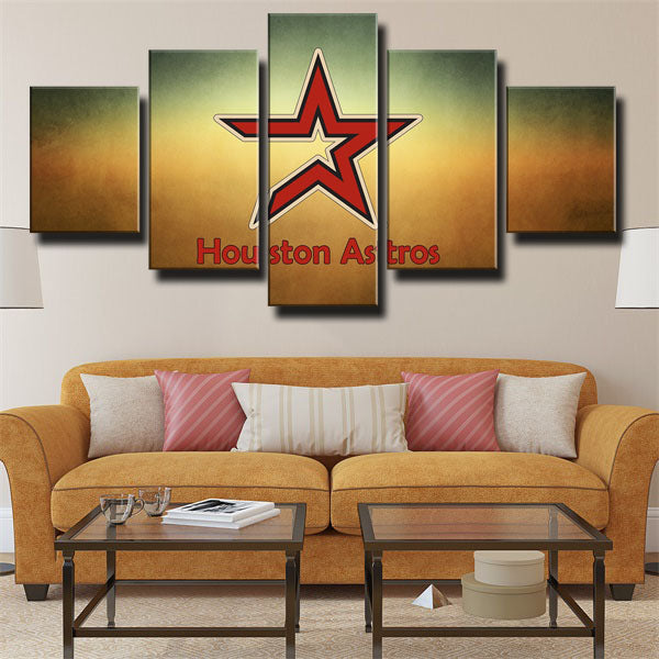 Houston Astros Gradient Emblem Canvas Wall Art