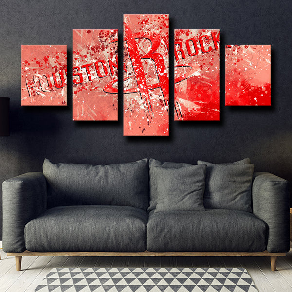 Houston Rockets Logo Crest Canvas Wall Art