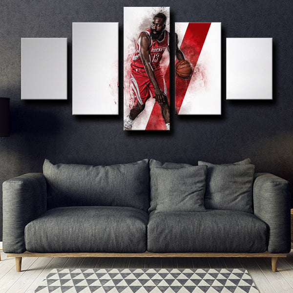 Houston Rockets Mvp Harden Red And White Canvas Wall Art