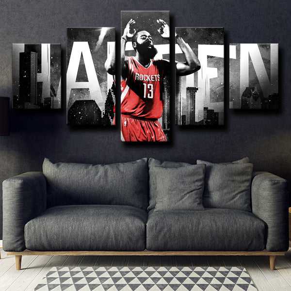 Houston Rockets Texas Guard James Harden Canvas Wall Art
