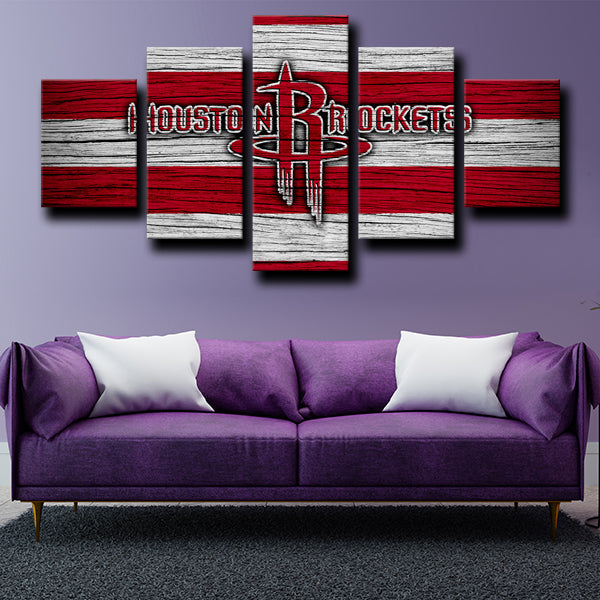 Houston Rockets Texas Logo Badge Canvas Wall Art