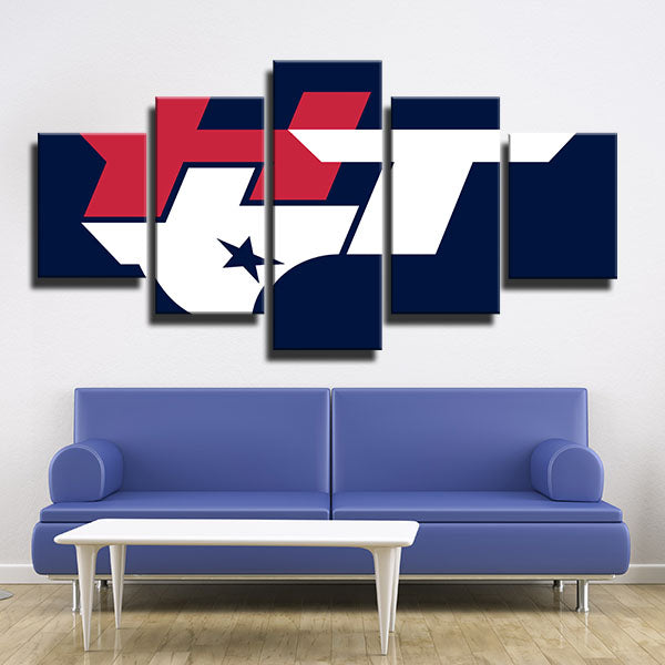 Houston Texans Blue Literalization Emblem Canvas Wall Art