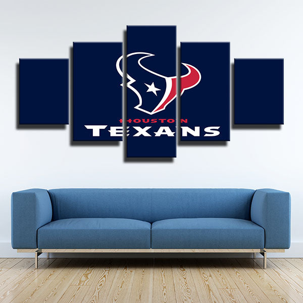 Houston Texans Deep Steel Blue Emblem Canvas Wall Art
