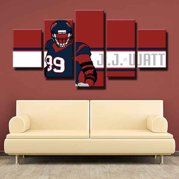 Houston Texans Defensive End J. J. Watt Cartoon Canvas Wall Art