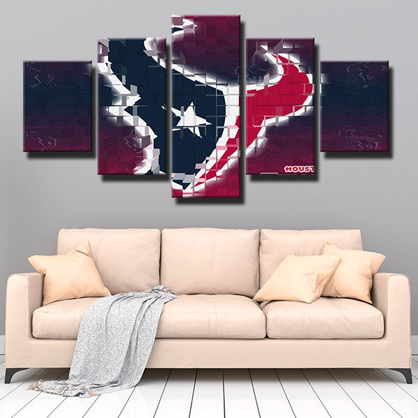 Houston Texans Red Irregular Emblem Canvas Wall Art