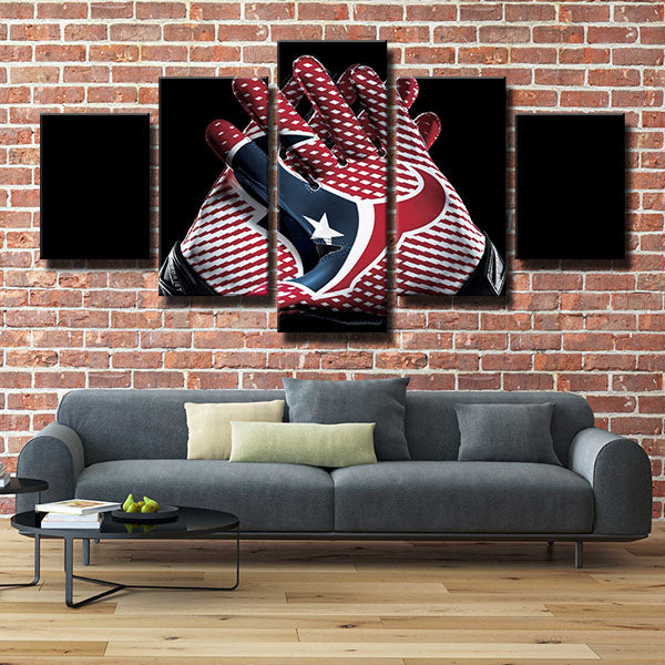 Houston Texans Rugby Gloves Emblem Canvas Wall Art