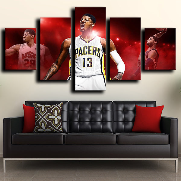 Indiana Pacers Forward Young Trece Paul George Red Canvas Wall Art