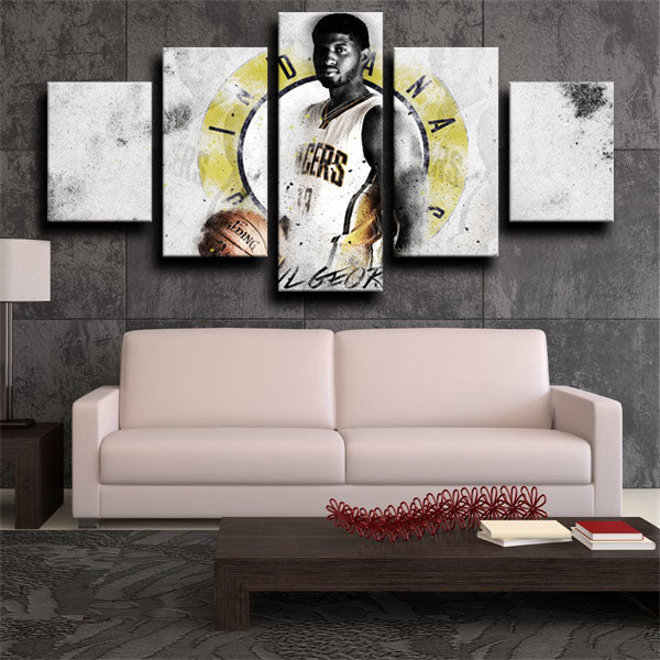 Indiana Pacers Full Guard Pg-13 Paul George White Canvas Wall Art