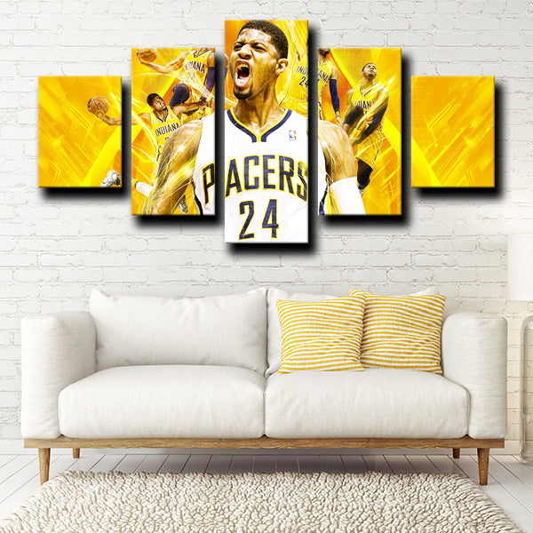 Indiana Pacers Playoff P Paul George Gold Canvas Wall Art