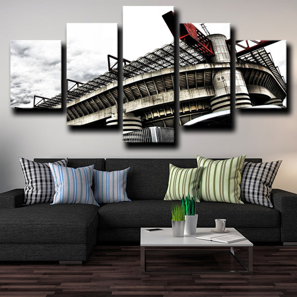 Inter Milan San Siro Black and White Stadium Canvas Wall Art