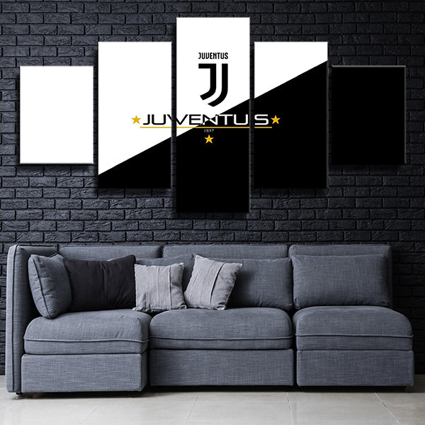 Juventus Fc Black And White Emblem Canvas Wall Art