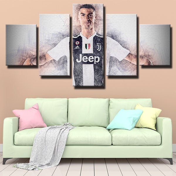 Juventus Fc Cristiano Ronaldo Smile Canvas Wall Art