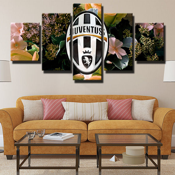 Juventus Fc Flower Emblem Canvas Wall Art