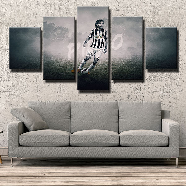 Juventus Fc Forward Andrea Pirlo Gray Lawn Canvas Wall Art