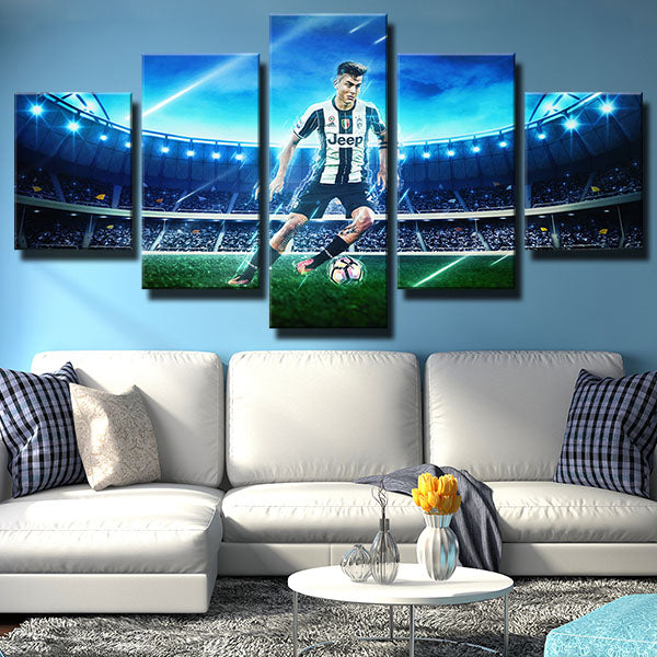 Juventus Fc Forward Blue Court Paulo Dybala Canvas Wall Art