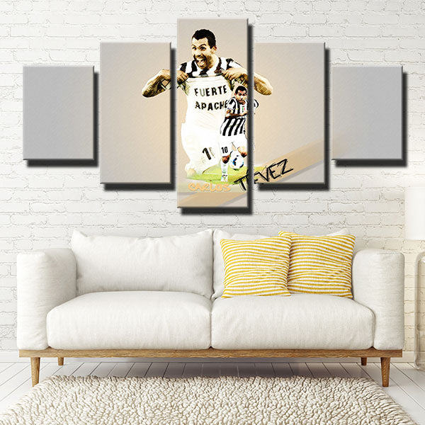 Juventus Fc Forward Carlos Tevez Happy Canvas Wall Art