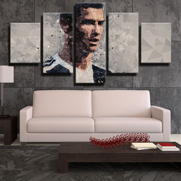 Juventus Fc Forward Cris Bing Line Cristiano Ronaldo Canvas Wall Art