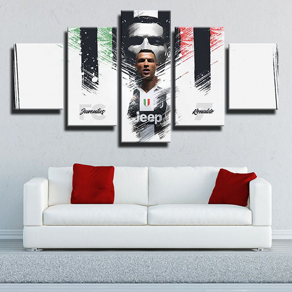 Juventus Fc Forward Paint Cristiano Ronaldo Simple Canvas Wall Art