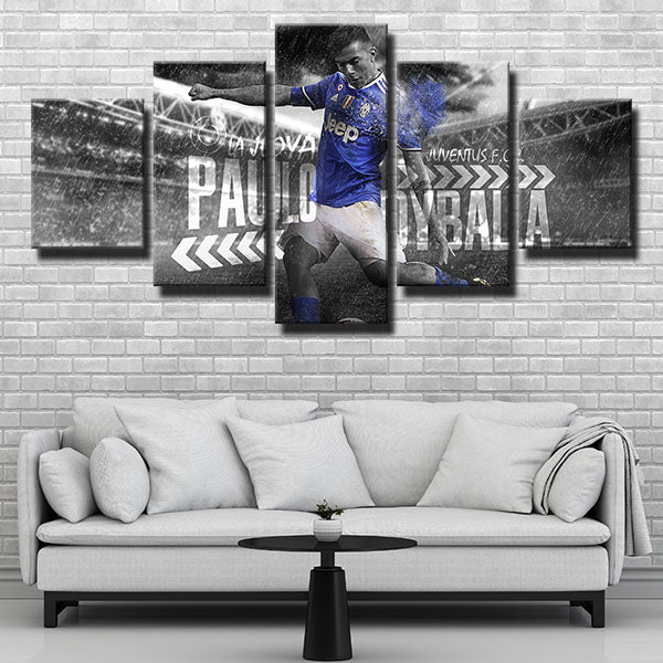 Juventus Fc Forward Paulo Dybala Blue Jersey Canvas Wall Art