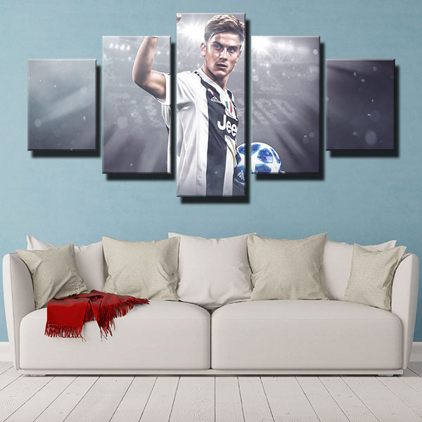 Juventus Fc Forward Paulo Dybala Holding The Ball Canvas Wall Art