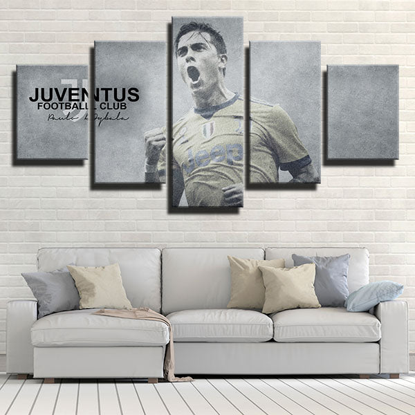 Juventus Fc Forward Paulo Dybala Yellow Jersey Canvas Wall Art