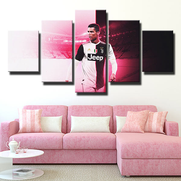 Juventus Fc Forward Pink Cristiano Ronaldo Canvas Wall Art