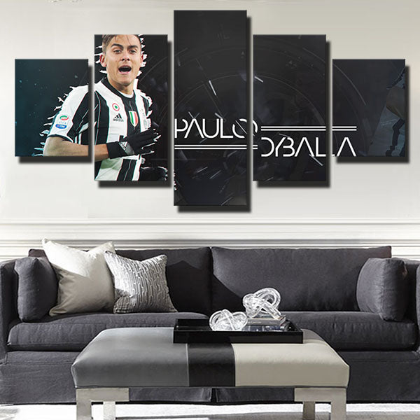 Juventus Fc Forward The Jewel Paulo Dybala Black Canvas Wall Art