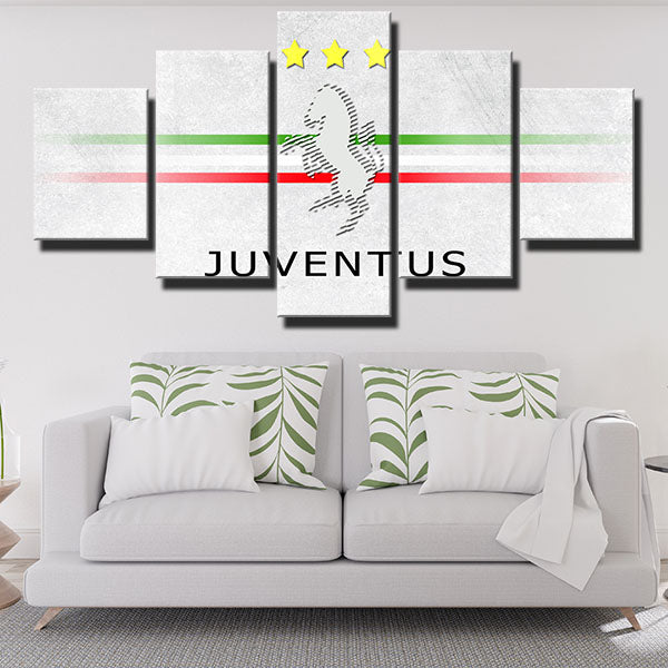 Juventus Fc Forward White Simple Emblem Canvas Wall Art