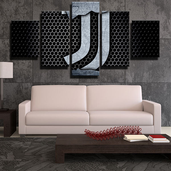 Juventus Fc Honeycomb Emblem Canvas Wall Art