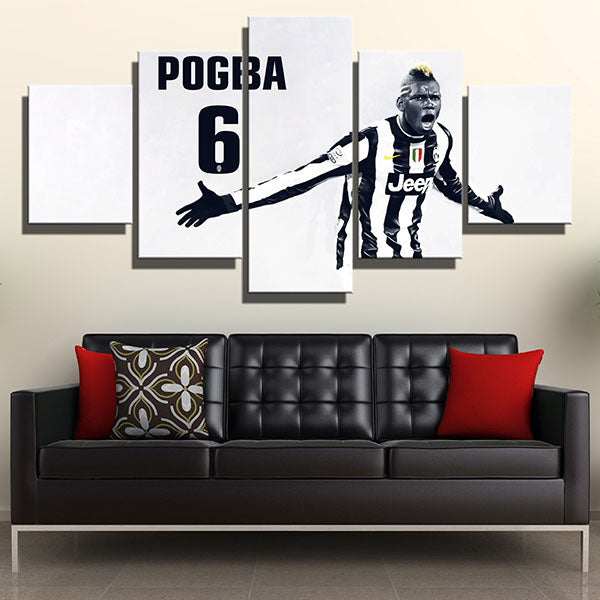 Juventus Fc Midfield Black And White Paul Pogba Canvas Wall Art