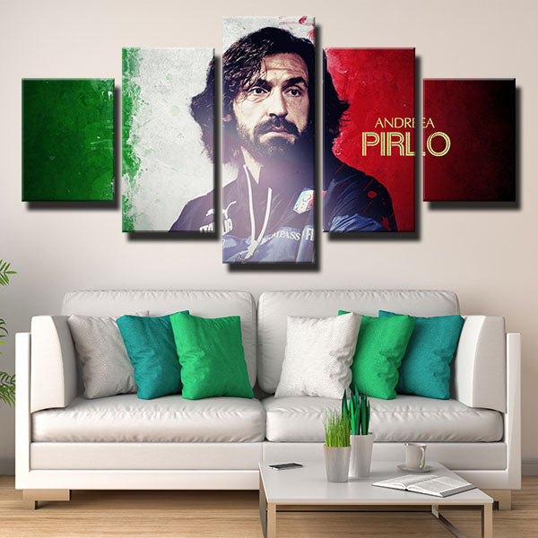Juventus Fc Midfielder Andrea Andrea Pirlo Italy Flag Canvas Wall Art