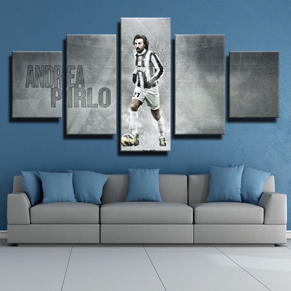 Juventus Fc Midfielder Andrea Pirlo All Gray Canvas Wall Art