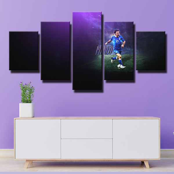 Juventus Fc Midfielder Andrea Pirlo All Purple Canvas Wall Art