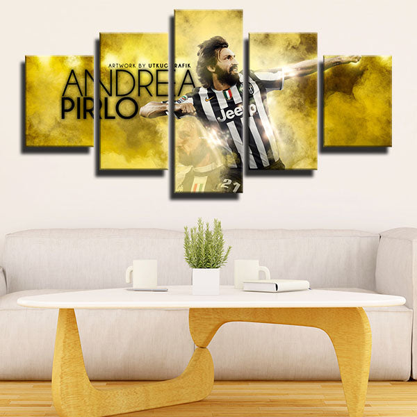Juventus Fc Midfielder Andrea Pirlo All Yellow Canvas Wall Art