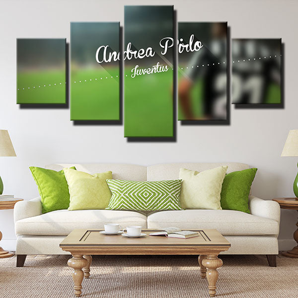 Juventus Fc Midfielder Andrea Pirlo Green Lawn Canvas Wall Art