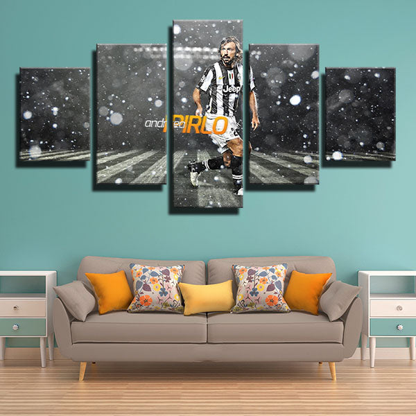Juventus Fc Midfielder Andrea Pirlo White Sequins Canvas Wall Art
