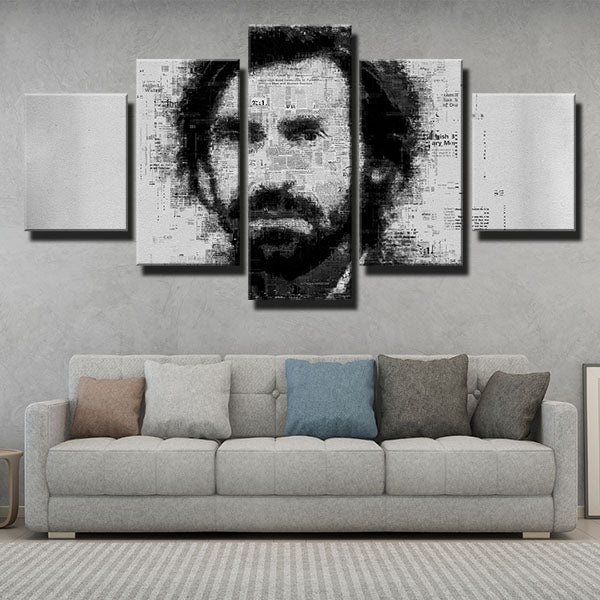 Juventus Fc Midfielder Andrea Pirlo Word Black Grey Canvas Wall Art