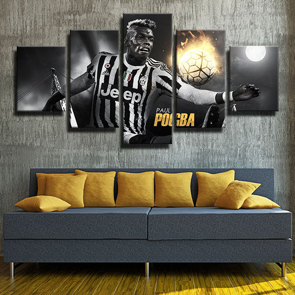 Juventus Fc Midfielder Paul Pogba All Black Canvas Wall Art