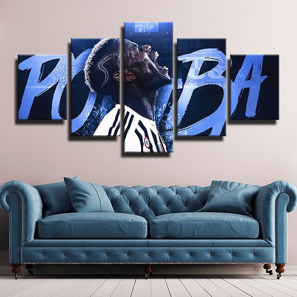 Juventus Fc Midfielder Paul Pogba All Blue Canvas Wall Art