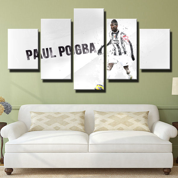 Juventus Fc Midfielder Paul Pogba All White Canvas Wall Art