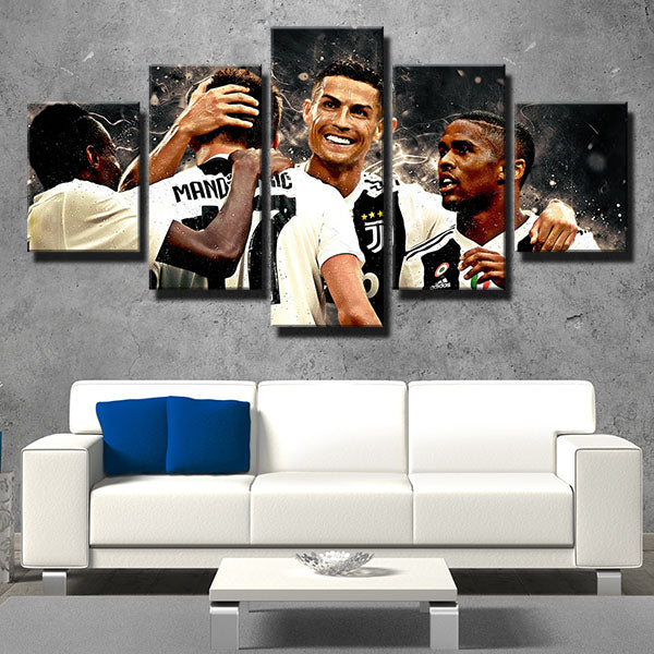Juventus Fc Player Hugs Canvas Wall Art