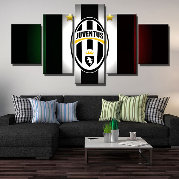 Juventus Fc Stripe Emblem Canvas Wall Art